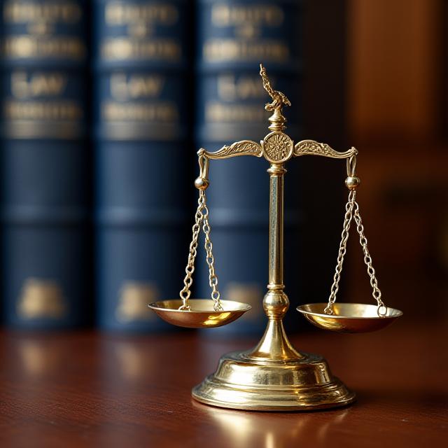 Legal scales in a professional London office setting